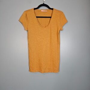 LOFT Sunwashed T Shirt Mustard Yellow V Neck Short Sleeve Casual Top Women's S